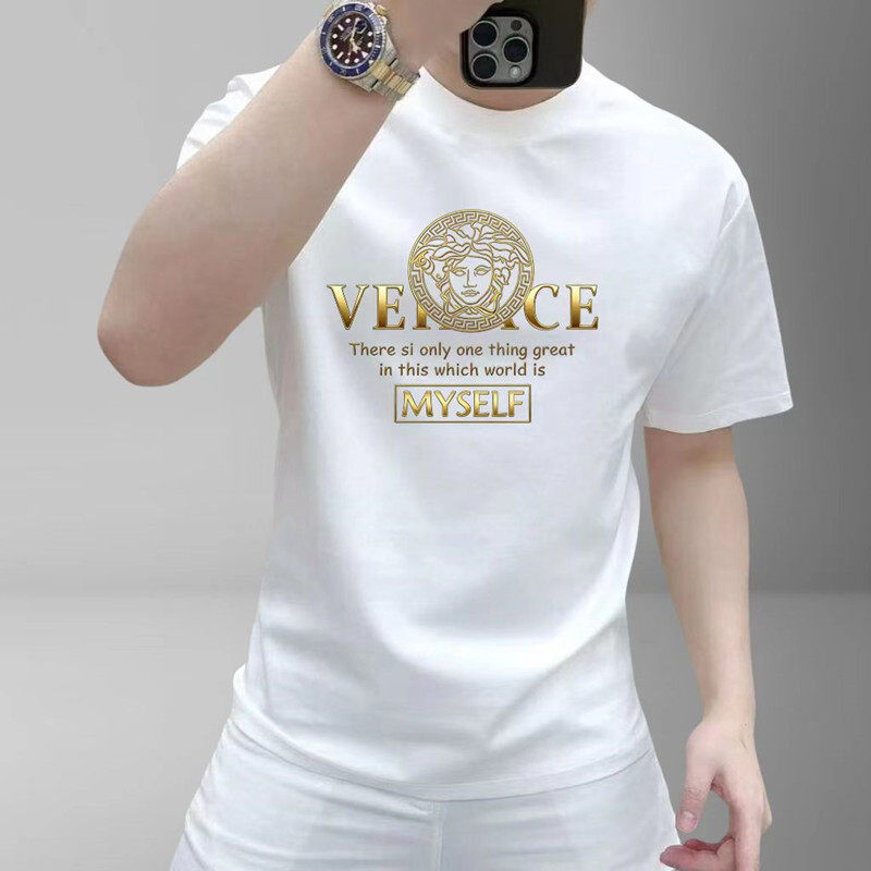 纯棉欧美夏季潮牌新款短袖男士T恤圆领百搭潮流休闲修身半袖上衣