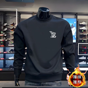 东南亚大嫂同款加绒加厚网红重磅圆领套头卫衣男士长袖潮牌上衣服