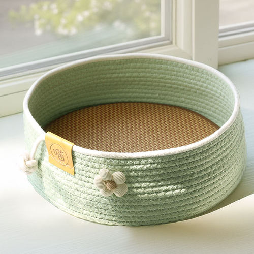 棉麻编织猫咪窝~夏季透气猫窝