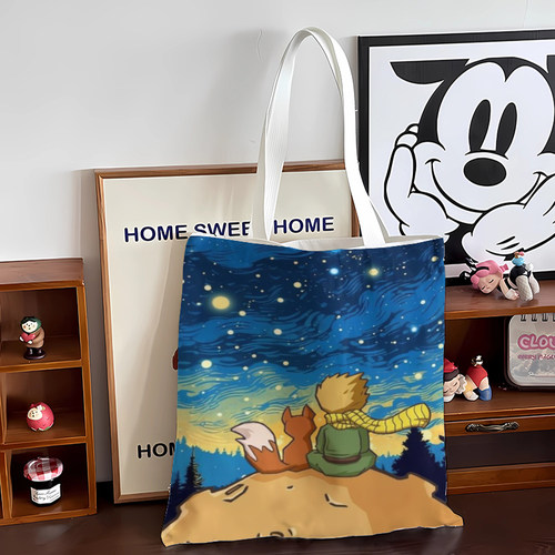 小王子卡通帆布包女单肩包文艺腋下包日韩小众手提袋帆布袋环保袋