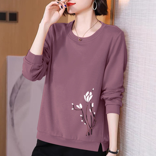 卫衣女中老年妈妈装 正肩圆领显瘦百搭春秋季 新品 薄款 上衣 洋气秋装