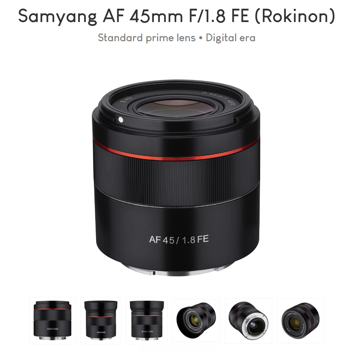 三阳Samyang AF 45mm F/1.8 FE遮光罩方形遮光罩