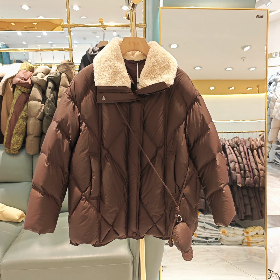 2025冬季新款休闲宽松大码翻领百搭短款羽绒服女外套大衣