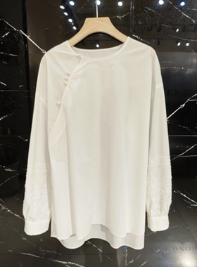 2026春季新款时尚气质休闲宽松圆领长袖衬衫女上衣8276