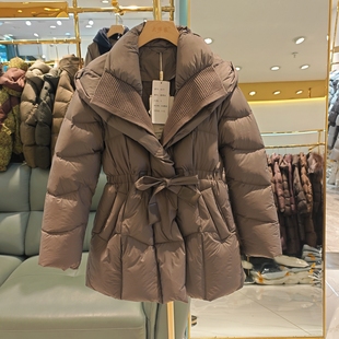 2025冬季新款高级感时尚连帽95白鹅绒加厚羽绒服外套女8177