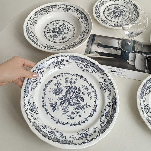 法式复古玫瑰印花陶瓷餐具