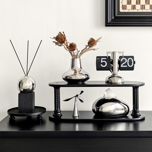 态生活中古风装饰摆件玄关餐边柜收纳置物架设计师软装家居摆设