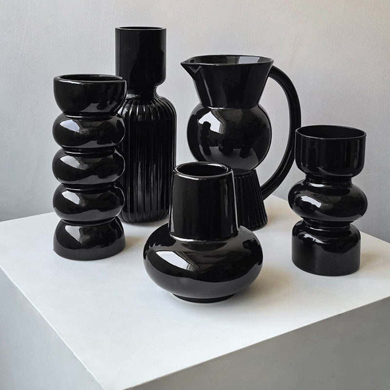 ins轻奢客厅电视柜玄关黑色花瓶