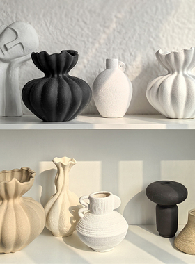 态生活侘寂风陶瓷花瓶装饰品摆件