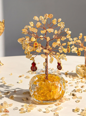 态生活天然水晶发财树摆件入户乔迁客厅办公室高颜值家居装饰礼物