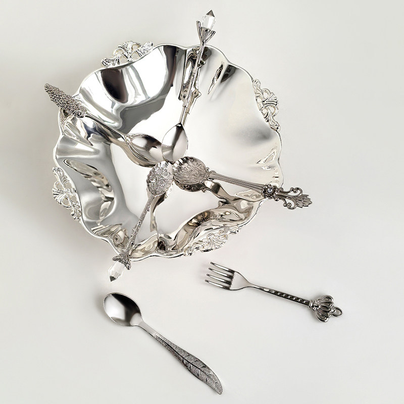 态生活轻奢风餐具勺叉套装法式复古雕花高颜值家用甜品勺搅拌勺子,餐饮具,咖啡勺,淘宝优惠券,粉丝福利购,淘宝优惠卷