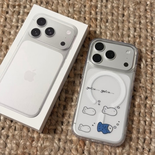 小鱼快快游适用苹果17/16promax手机壳iPhone15pro防摔17Air小众13可爱12pro卡通11软16/15plus创意12/13mini