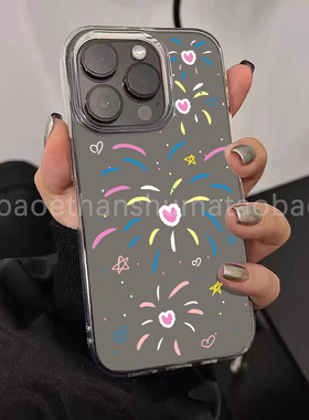 新款高级小众蓝色烟花苹果15promax手机壳iPhone14透明硅胶13/12mini软壳xr防摔8简约