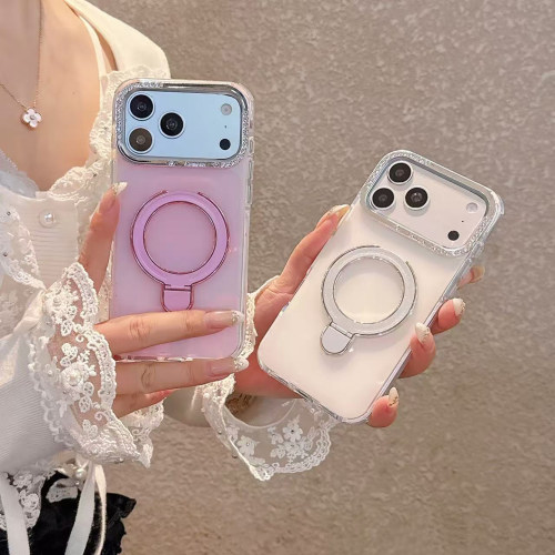 支架晕染适用苹果17Promax手机壳iPhone16镶钻奢华15新款11保护套