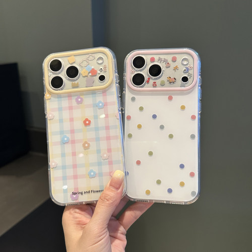imd精孔彩色波点适用iPhone17promax女16镜头全包可爱15蝴蝶保护套