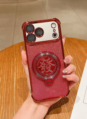 红色闪粉新年壳适用oppoReno15手机壳Find x9PRO转盘支架a6保护套