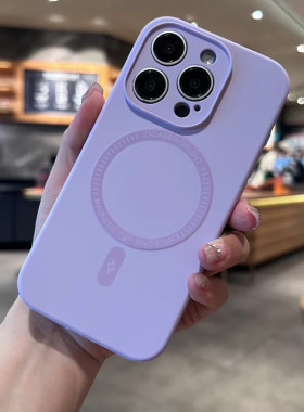 适用苹果17promax手机壳iPhone16高级感12简约纯色15引磁保护套13