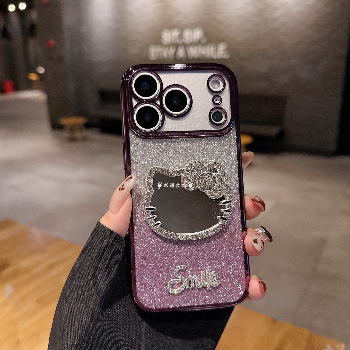 水钻猫咪镜子适用oppoA6pro手机壳新款Find x9电镀Reno14个性创意