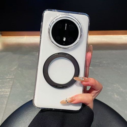 PC硬壳晶透360磁吸支架适用华为Mate80手机壳不发黄1.2材质超薄手感P90透明nova15pro简约大孔小米17女保护套