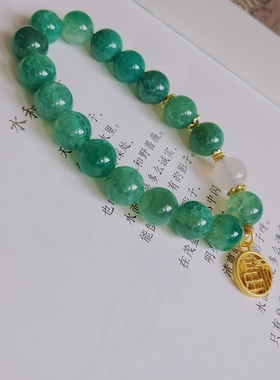 闺蜜生日礼物龙纹玛瑙手链龙鳞玉髓手串五行补木希望之珠 路路通