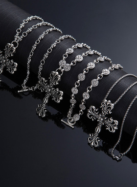 日韩时尚夜店潮人十字架项链感复古时尚个性霸气毛衣链项饰品