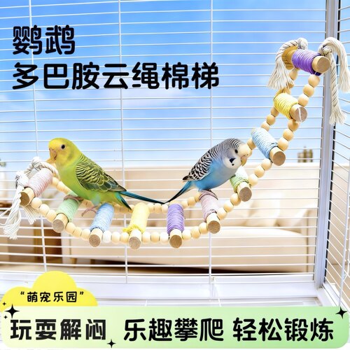 鹦鹉棉绳爬梯云梯攀爬秋千啃咬玩具站杆虎皮牡丹玄凤专用鸟笼用品