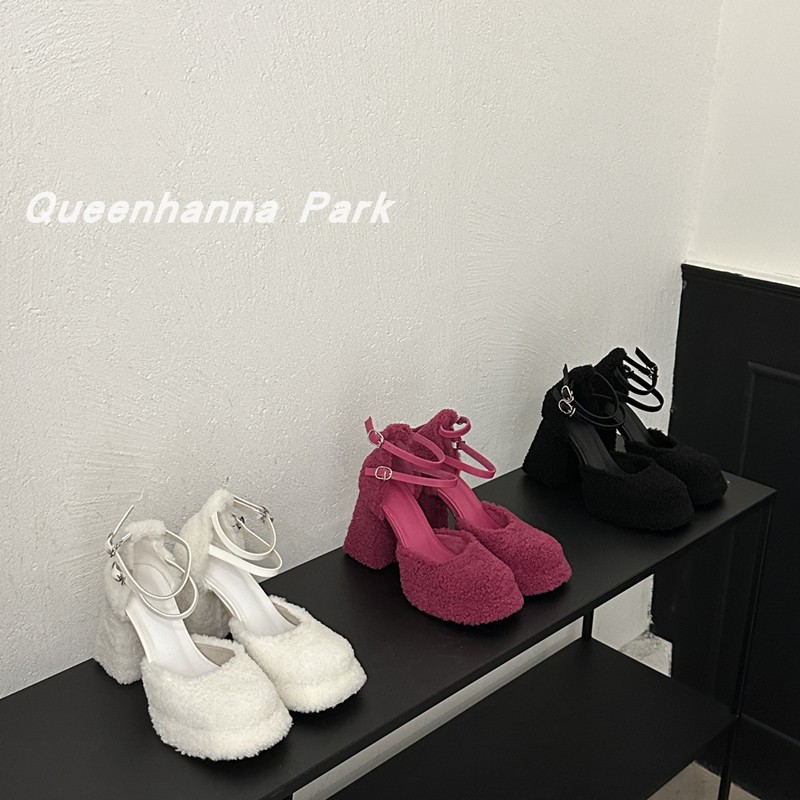 羊羔毛超高跟玛丽珍鞋韩版毛单鞋