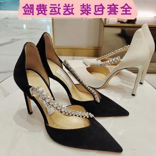 中空鉆鏈水鉆水晶2025新款 女鞋 高跟鞋 婚鞋 伴娘 細跟羊皮羊京單鞋