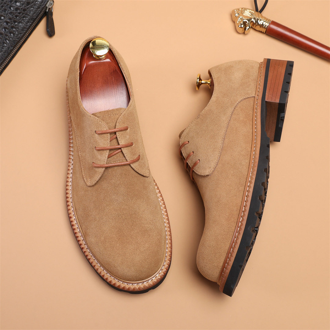 2026春新潮素面商务皮鞋男式磨砂牛皮手工实木跟英伦复古风德比鞋,流行男鞋,正装皮鞋,淘宝优惠券,粉丝福利购,淘宝优惠卷