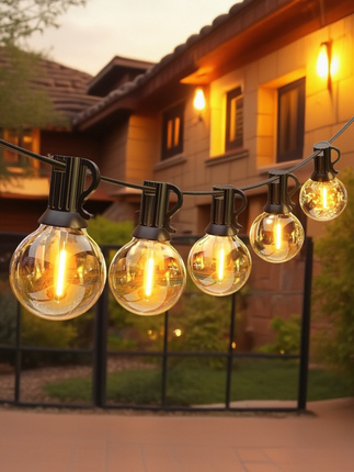 Solar Plug-In Outdoor Atmosphere Light Camping Light Bulb Decorative Light Waterproof String Light Balcony Light String Large Garden Light