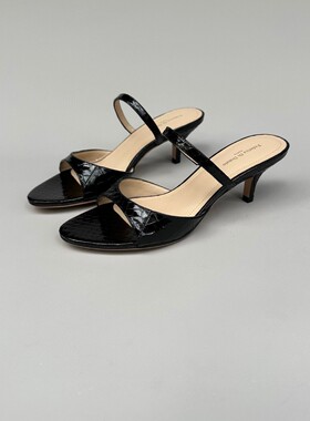 FEDERICA DI DONATO新款蛇皮纹细跟高跟鞋女舒适透气一字带凉鞋