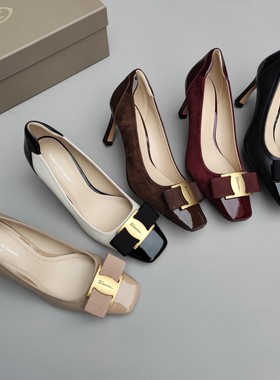 强推Federica Didn't Donato百搭上班舒服蝴蝶结方头细跟单鞋女鞋