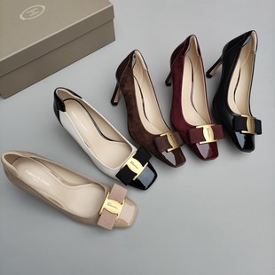 女鞋 强推Federica Donato百搭上班舒服蝴蝶结方头细跟单鞋 Didn