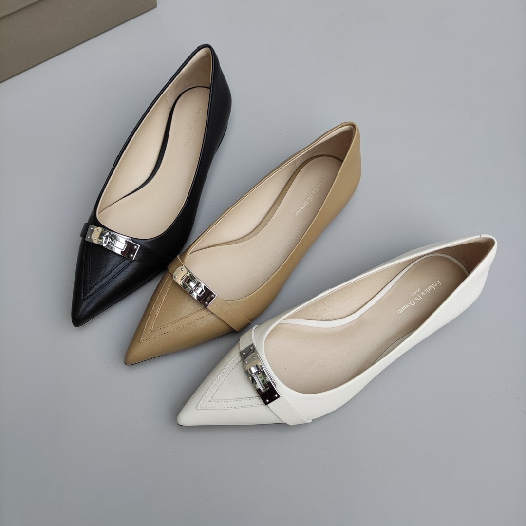 Federica Di Donato 豆豆搭扣爆走平底尖头时尚舒适平底单鞋女鞋