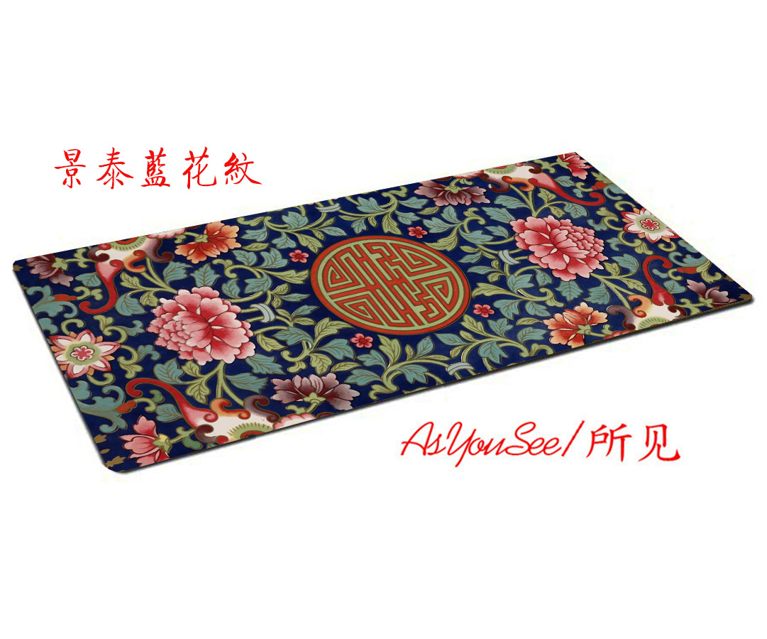 古典景泰蓝珐琅花纹中国风超大鼠标垫桌垫包邮加厚锁边