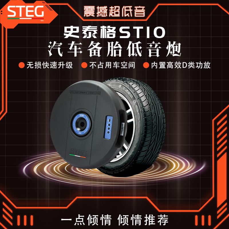 意大利STEG史泰格S10有源备胎低音炮车载扬声器汽车音响改装