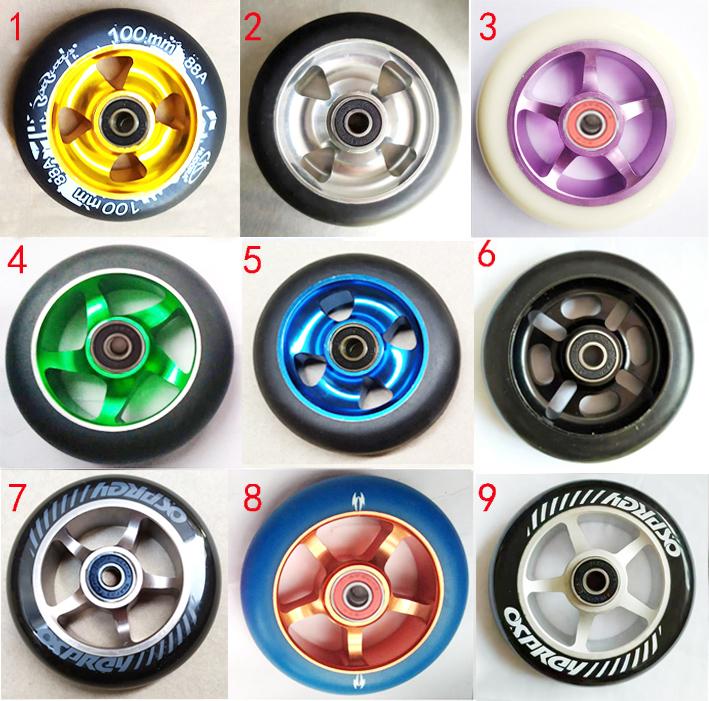 100MM极限滑板车PU轮运动轮椅前轮,4寸铝合金不锈钢折叠拉车轮子