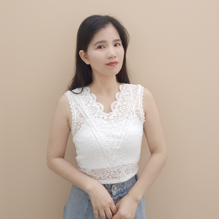 弹力蕾丝V领半截假领子女无袖 韩版 假领套头假衣领子 新款 Y902夏季