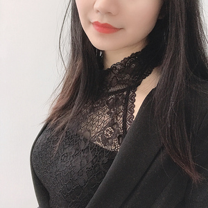 2023春秋新款韩版小高领削肩挂脖假领子女半透打底假领蕾丝假衣领