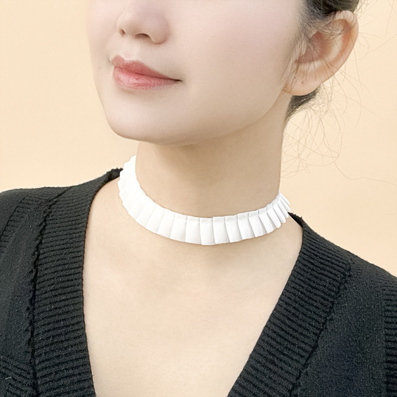 新款围脖遮颈纹脖套项圈假领子女士百折雪纺颈带遮疤锁骨项链护颈