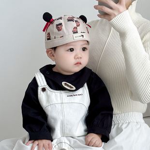 哪吒地主帽宝宝帽子春秋季薄款男童女童可爱遮阳防晒瓜皮帽冬天