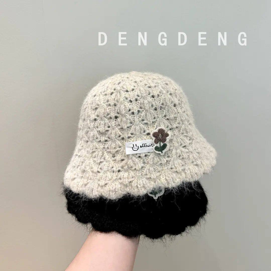 儿童渔夫帽秋冬季韩版甜美针织盆帽女宝宝户外洋气防风保暖毛线帽