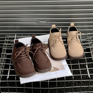韩版童鞋冬款儿童新款短靴磨砂男女童靴子软底时尚百搭靴子现货