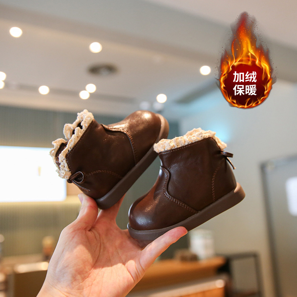 女宝宝皮靴冬季加绒保暖棉鞋婴儿软底学步鞋女宝鞋子儿童靴子短靴,童鞋/婴儿鞋/亲子鞋,婴儿步前鞋/袜鞋,淘宝优惠券,粉丝福利购,淘宝优惠卷