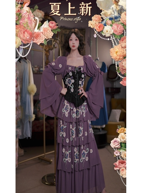 0515直播151洛可可珍藏级· 暮光少女·绑带收腰宫廷风刺绣长裙