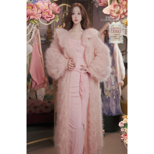 1105直播191至臻进口仙品 羊毛外套吊带腰封3件套 粉水仙