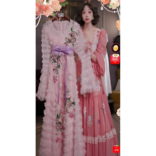 0527直播271高端618抢先购泡芙小姐限定粉刺绣连衣裙80-120