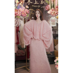 0114直播136至臻超幼羊毛可一字肩·优雅铃兰·披肩裙腰带3件套