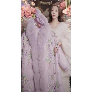 1229直播257高端新年焕新新品仙玉紫刺绣羽绒服80-120