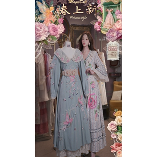 0318直播117洛可可早春臻品·东方兰鸢·披肩领立体腰线显瘦连衣